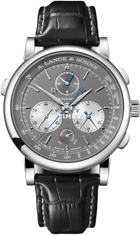 A. Lange & Söhne,DATOGRAPH 43.20mm,43.20mm,White Gold,Grey,Handwound,Chronograph,Power Reserve Indicator,Flyback,Rattrapante,55hours,In-house Caliber,424,424.038F