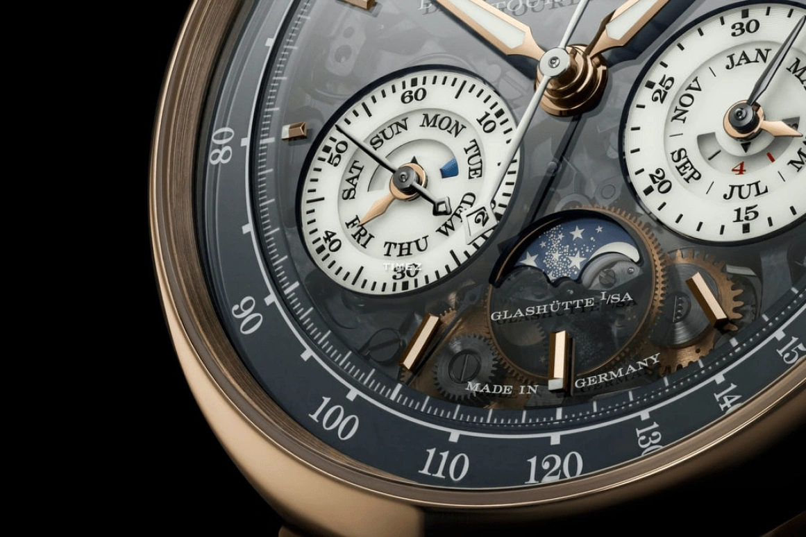 A. Lange & Söhne,DATOGRAPH 41.50mm,41.50mm,Honey Gold,Grey,Handwound,Chronograph,Moonphase,Perpetual Calendar,Leap Year,50hours,In-house Caliber,740,740.055FE