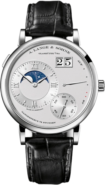 A. Lange & Söhne,Lange 1 41mm,41mm,Platinum,Silver,Handwound,Moonphase,Power Reserve Indicator,Big Date,139,139.025