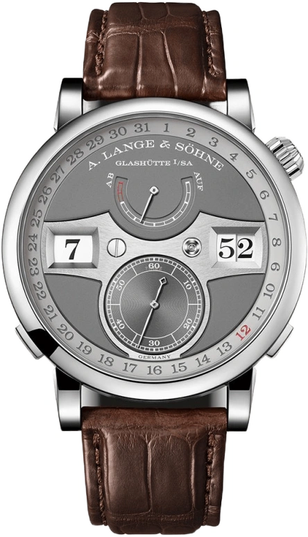 A. Lange & Söhne,Zeitwerk 44.20mm,44.20mm,White Gold,Black,Handwound,Date,Jumping Minutes,Jumping Hours,Constant Force Mechanism,72hours,In-house Caliber,148,148.038