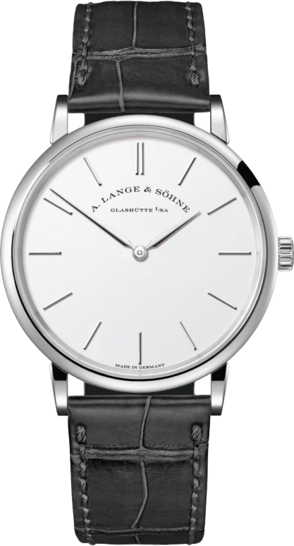 A. Lange & Söhne,Saxonia 37mm,37mm,White Gold,Silver,Handwound,Chronograph,72hours,201,201.027