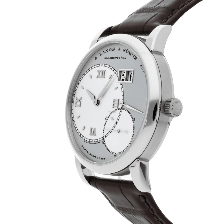 A. Lange & Söhne,Lange 1 41.90mm,41.90mm,Platinum,Silver,Grey,Handwound,Day,Power Reserve Indicator,115,115.026