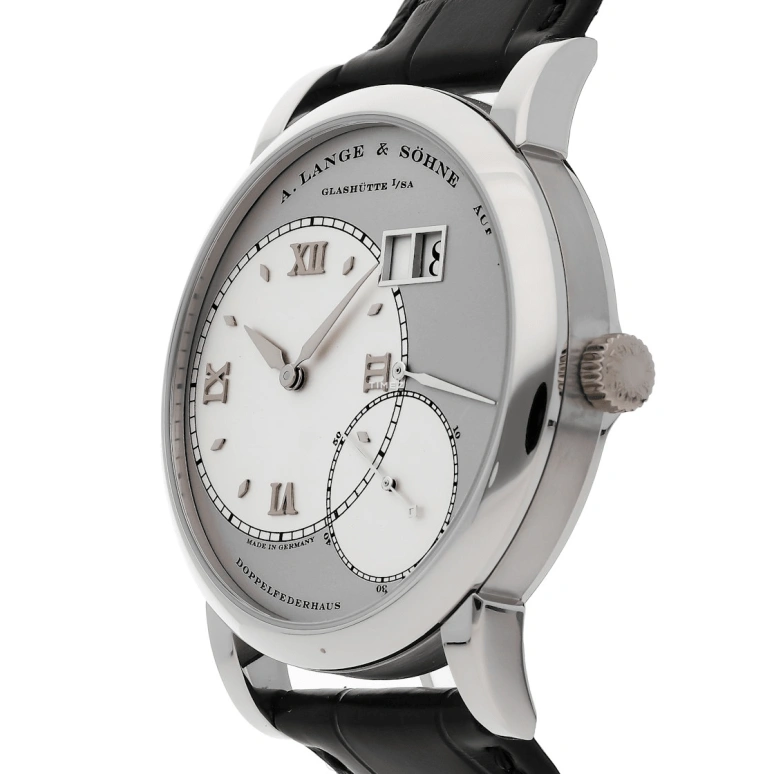 A. Lange & Söhne,Lange 1 41.90mm,41.90mm,Platinum,Silver,White,Grey,Handwound,Day,Power Reserve Indicator,Big Date,115,115.025