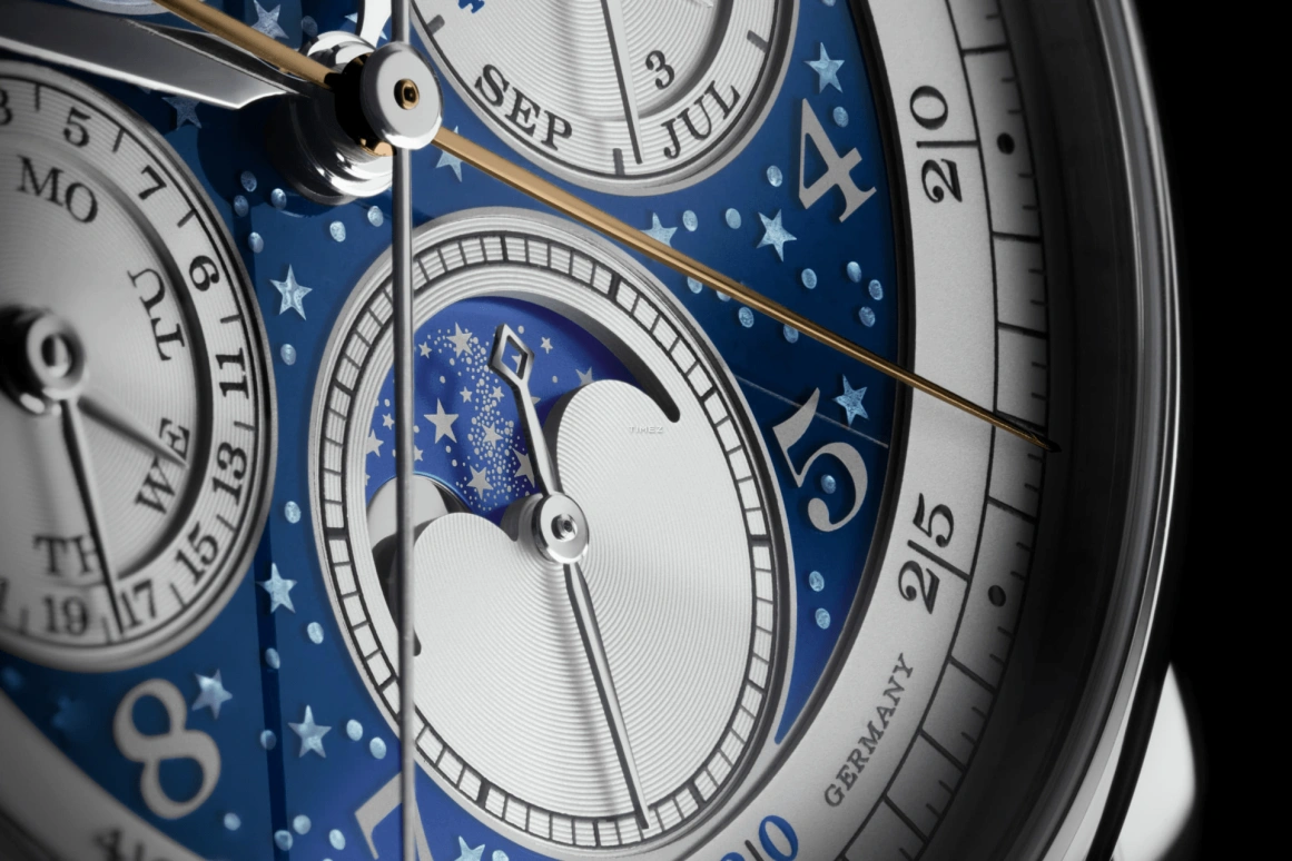 A. Lange & Söhne,1815 41.90mm,41.90mm,Platinum,Blue,Handwound,Chronograph,Moonphase,Perpetual Calendar,Leap Year,42hours,In-house Caliber,421,421.048FE