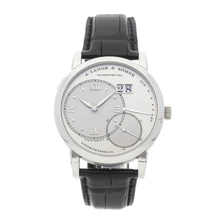 A. Lange & Söhne,Lange 1 41.90mm,41.90mm,Platinum,Silver,Grey,Handwound,Day,Power Reserve Indicator,115,115.026