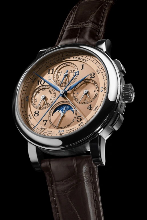 A. Lange & Söhne,1815 41.90mm,41.90mm,White Gold,Salmon,Handwound,Chronograph,Moonphase,Perpetual Calendar,Leap Year,42hours,In-house Caliber,421,421.056FE