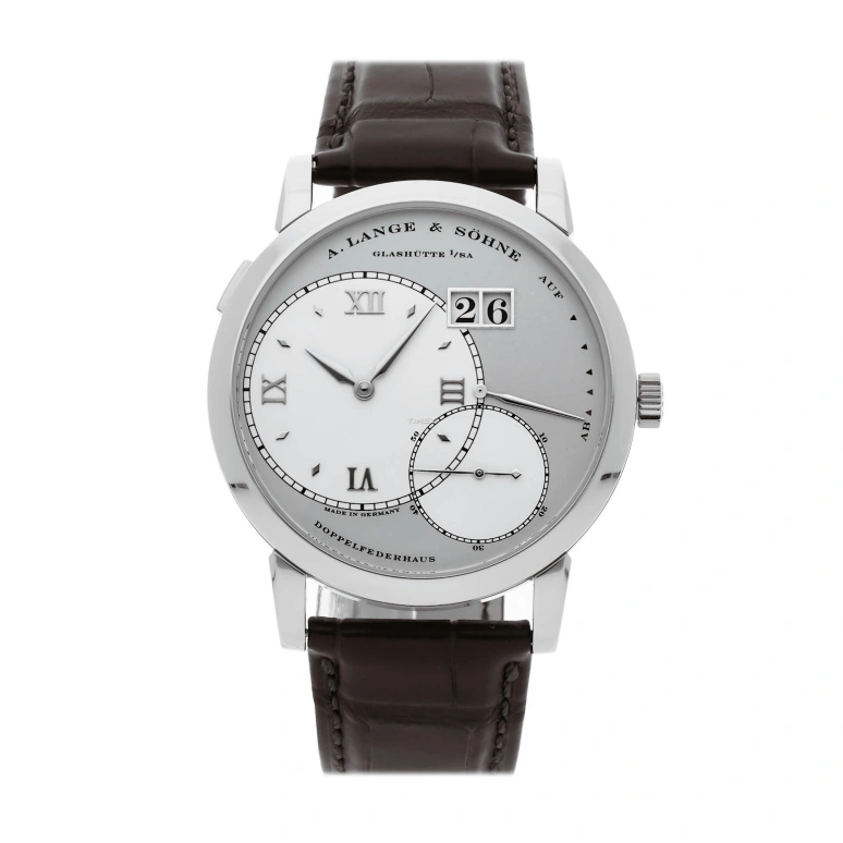 A. Lange & Söhne,Lange 1 41.90mm,41.90mm,Platinum,Silver,Grey,Handwound,Day,Power Reserve Indicator,115,115.026