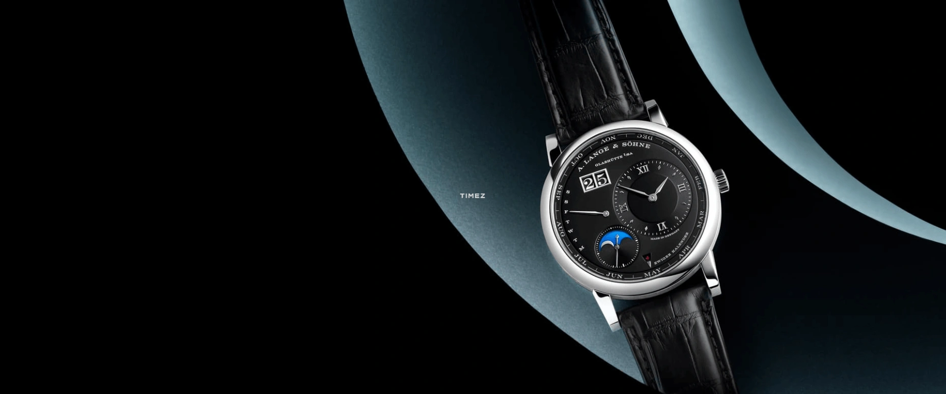 A. Lange & Söhne,Lange 1 41.90mm,41.90mm,Platinum,Black,Automatic,Moonphase,Perpetual Calendar,Leap Year,Month,50hours,In-house Caliber,345,345.036 E