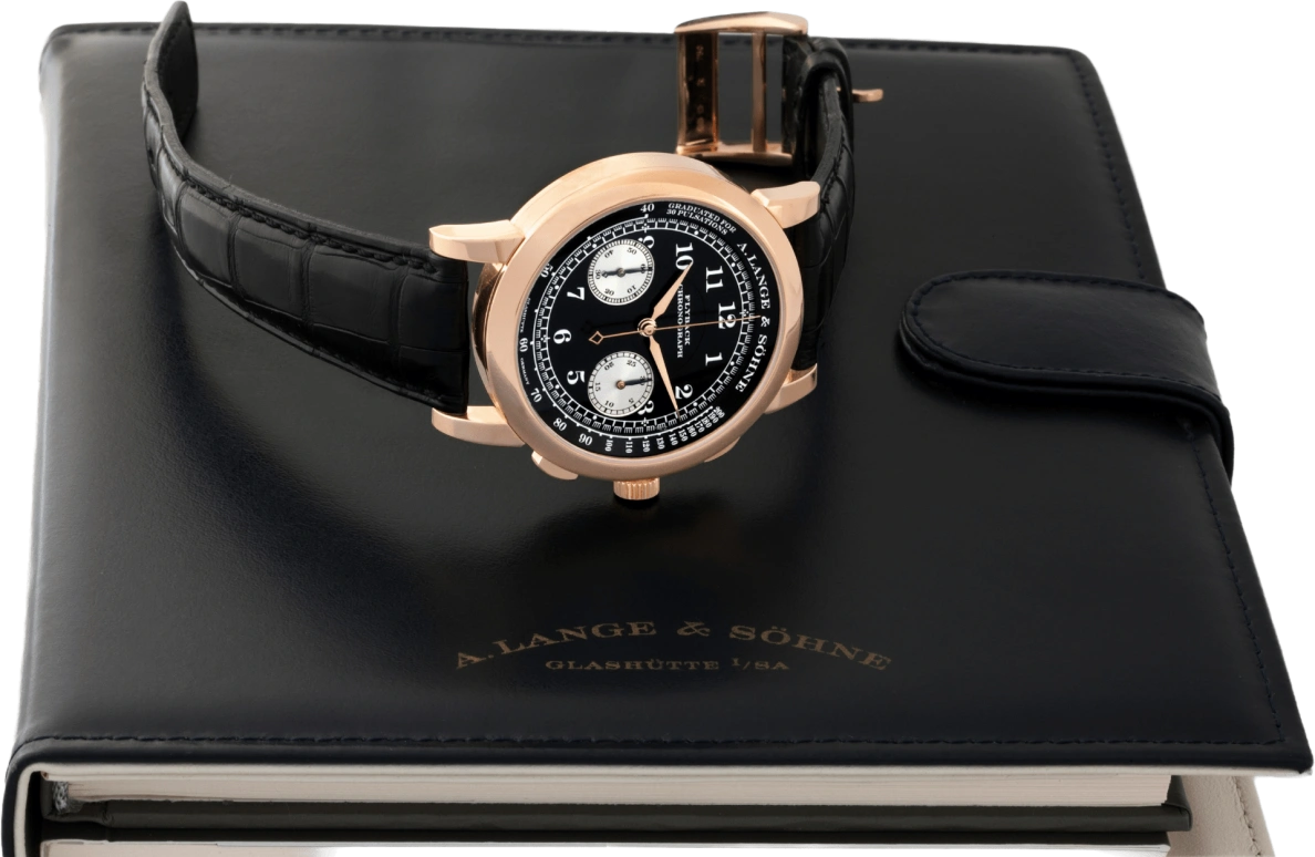 A. Lange & Söhne,1815 39.50mm,39.50mm,Pink Gold,Black,Handwound,Chronograph,Flyback,Column Wheel,401,401.031