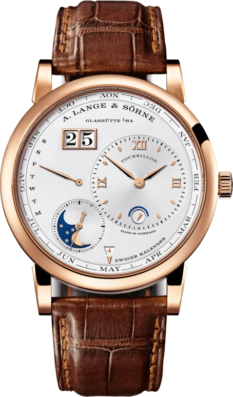 A. Lange & Söhne,Lange 1 41.90mm,41.90mm,Pink Gold,Silver,Automatic,Moonphase,Perpetual Calendar,Leap Year,Month,50hours,In-house Caliber,720,720.032