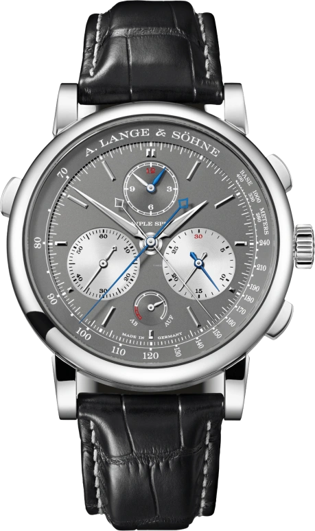 A. Lange & Söhne,Saxonia 43.20mm,43.20mm,White Gold,Grey,Handwound,Chronograph,Power Reserve Indicator,Flyback,Rattrapante,55hours,In-house Caliber,424,424.038