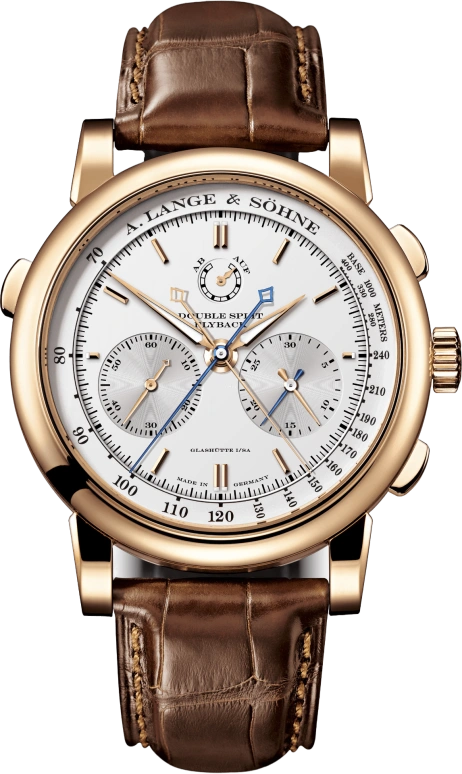 A. Lange & Söhne,Saxonia 43.20mm,43.20mm,Pink Gold,Silver,Handwound,Chronograph,Power Reserve Indicator,Flyback,Rattrapante,38hours,In-house Caliber,404,404.032
