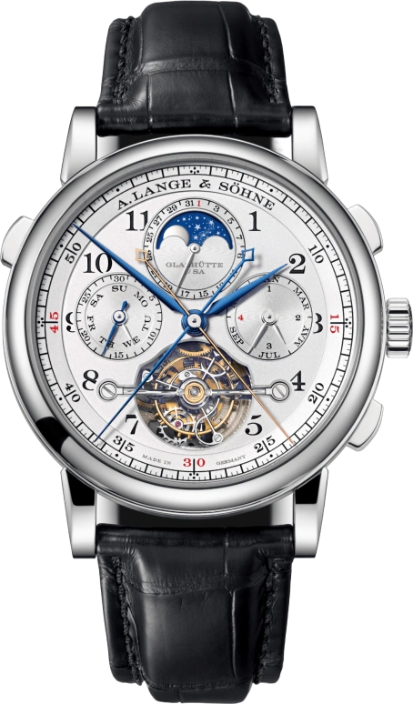 A. Lange & Söhne,1815 43mm,43mm,Platinum,Silver,Handwound,Chronograph,Moonphase,Perpetual Calendar,Leap Year,36hours,In-house Caliber,706,706.025