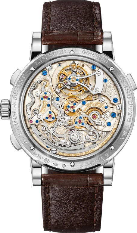 A. Lange & Söhne,Saxonia 41.50mm,41.50mm,White Gold,Pink,Handwound,Chronograph,Moonphase,Perpetual Calendar,Leap Year,50hours,In-house Caliber,740,740.056