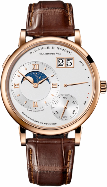 A. Lange & Söhne,Lange 1 41mm,41mm,Pink Gold,Silver,Handwound,Moonphase,Power Reserve Indicator,Big Date,139,139.032