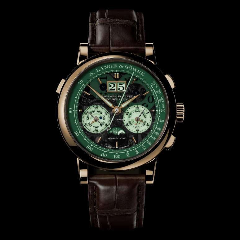 A. Lange & Söhne,DATOGRAPH 41.50mm,41.50mm,Honey Gold,Grey,Handwound,Chronograph,Moonphase,Perpetual Calendar,Leap Year,50hours,In-house Caliber,740,740.055FE