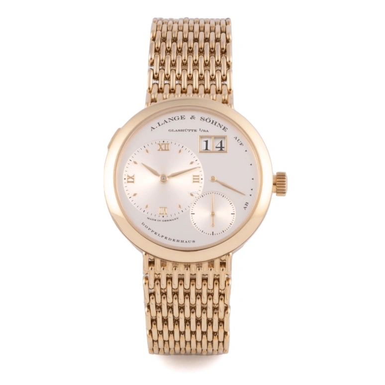 A. Lange & Söhne,Lange 1 38.50mm,38.50mm,Yellow Gold,Silver,White,Handwound,Day,Power Reserve Indicator,Big Date,151,151.021