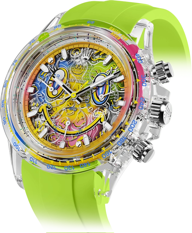 Aet Remould,Other 40x47.50mm,40x47.50mm,Sapphire,Skeleton,Multi-Color,Automatic,Chronograph,72hours,SMILE GREEN
