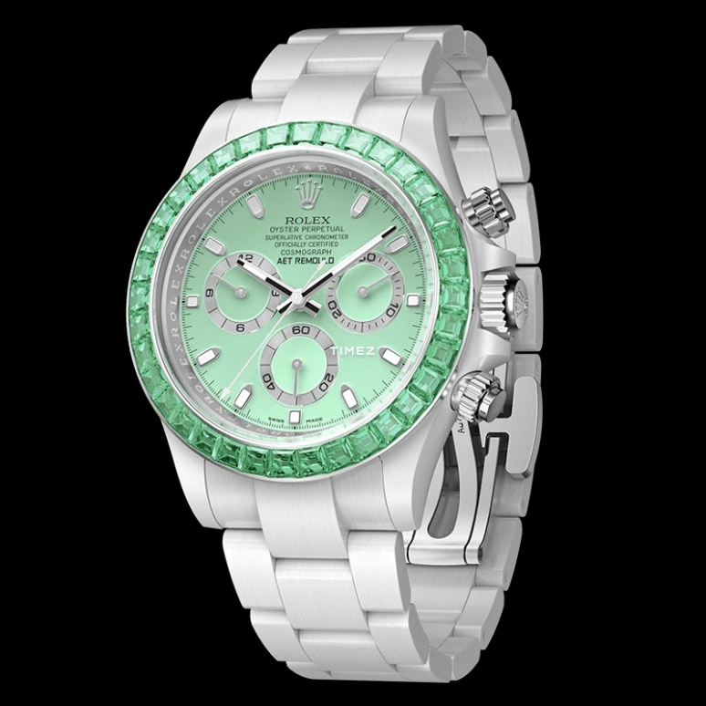 Aet Remould,Other 40x47.50mm,40x47.50mm,Ceramic,Green,Automatic,Chronograph,Tonneau,GREEN GEMSTONE CERAMIC