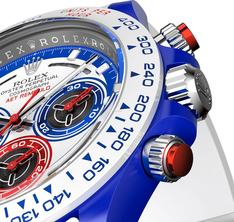 Aet Remould,Other 40x47.50mm,40x47.50mm,Ceramic,White,Blue,Automatic,Chronograph,72hours,SPEED RUBBER STRAP