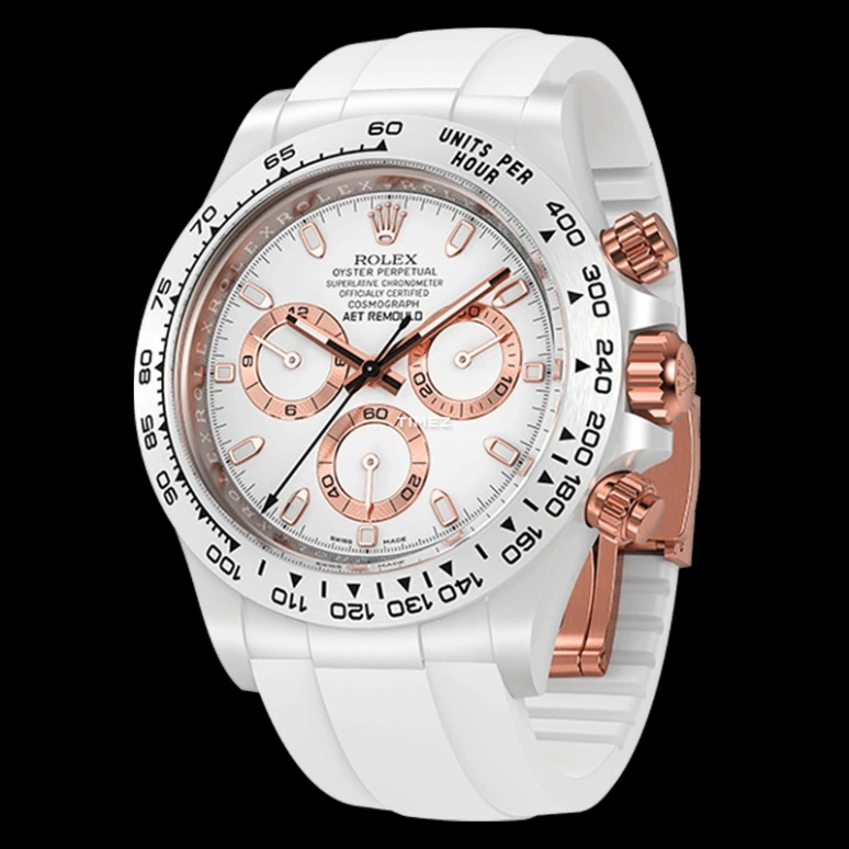 Aet Remould,Other 40x47.50mm,40x47.50mm,Ceramic,White,Automatic,Chronograph,Round,PLATINUM,PLATINUM-COLORED CLASSIC RUBBER STRAP