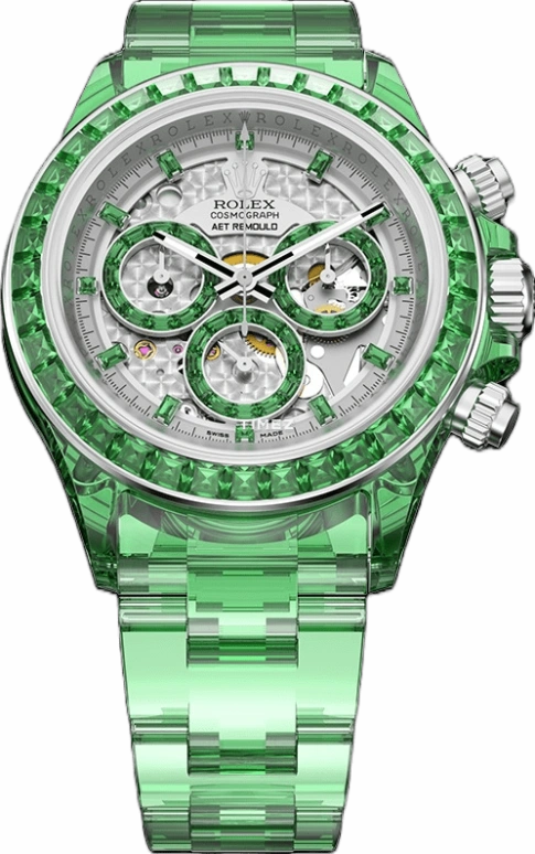 Aet Remould,Other 40mm,40mm,Sapphire,Silver,Green,Automatic,Chronograph,Round,VERDANT MARVEL