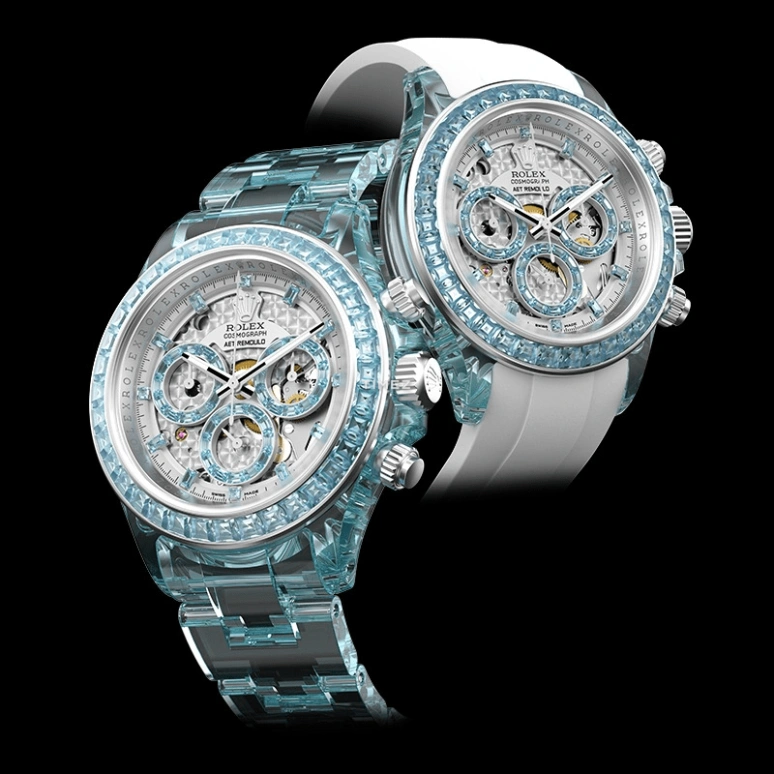 Aet Remould,Other 40mm,40mm,Sapphire,White,Automatic,Round,Silver,AZURE ELEGANCE