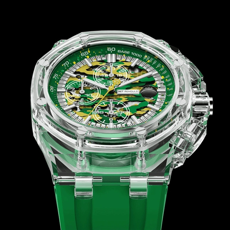 Aet Remould,Other 44mm,44mm,Sapphire,Yellow,Green,Automatic,Chronograph,Day,CHAMELEON