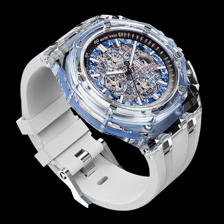 Aet Remould,Other 44mm,44mm,Sapphire,Sky Blue,Automatic,Chronograph,Day,AZURE BLUE