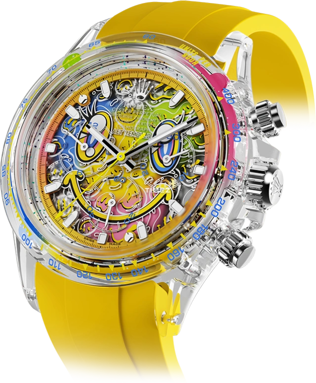 Aet Remould,Other 40x47.50mm,40x47.50mm,Sapphire,Skeleton,Multi-Color,Automatic,Chronograph,72hours,SMILE YELLOW