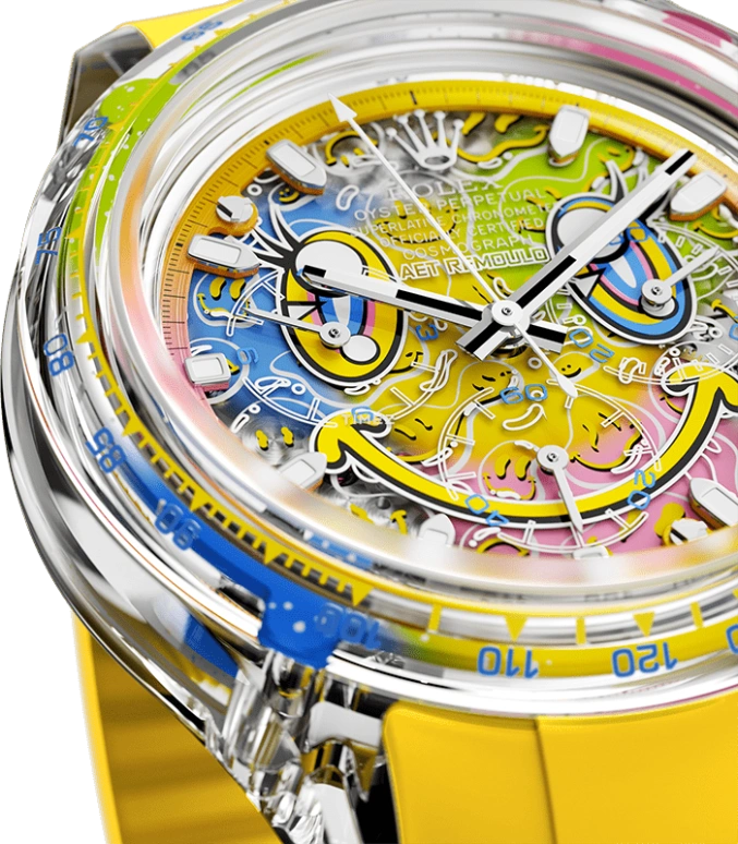 Aet Remould,Other 40x47.50mm,40x47.50mm,Sapphire,Skeleton,Multi-Color,Automatic,Chronograph,72hours,SMILE YELLOW