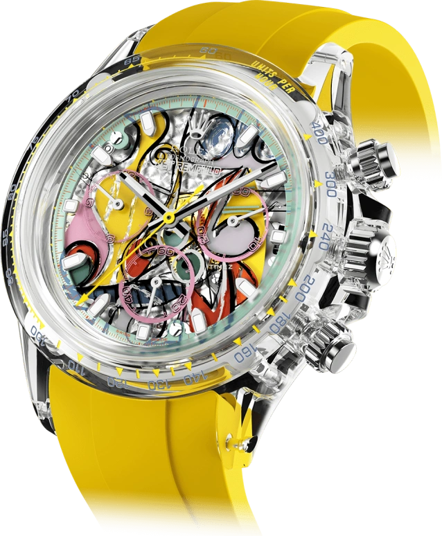 Aet Remould,Other 40x47.50mm,40x47.50mm,Sapphire,Multi-Color,Automatic,Chronograph,Sapphire,Crystal Glass,GREAT STILL LIFE ON PEDESTAL YELLOW