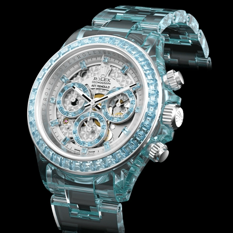 Aet Remould,Other 40mm,40mm,Sapphire,White,Automatic,Round,Silver,AZURE ELEGANCE