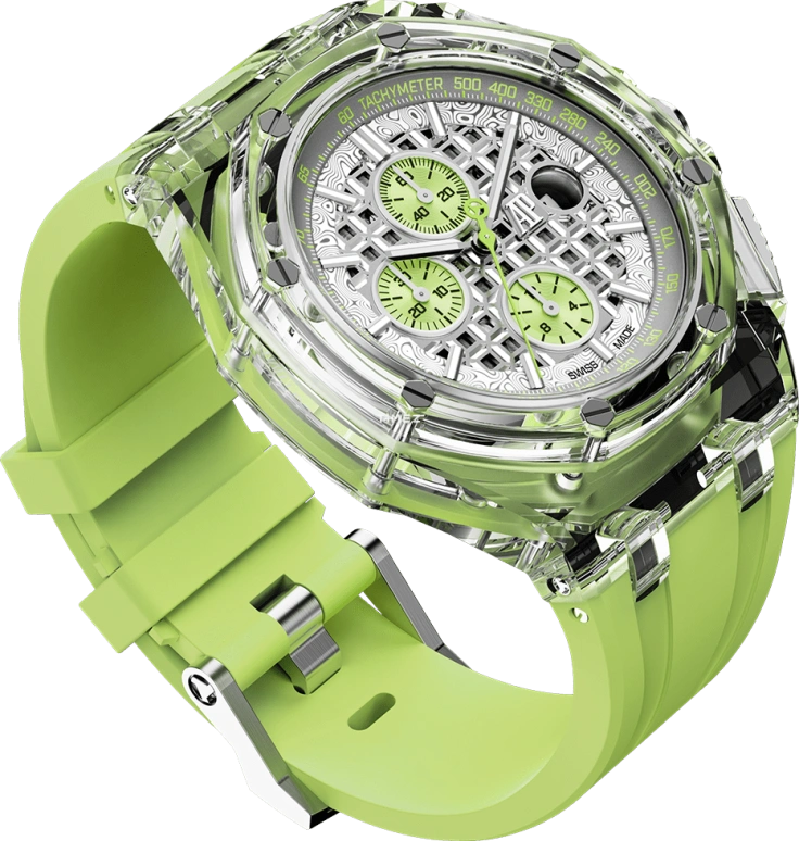 Aet Remould,Other 44mm,44mm,Sapphire,Titanium,Silver,Green,Automatic,Chronograph,Day,SOGNEFJORD GREEN