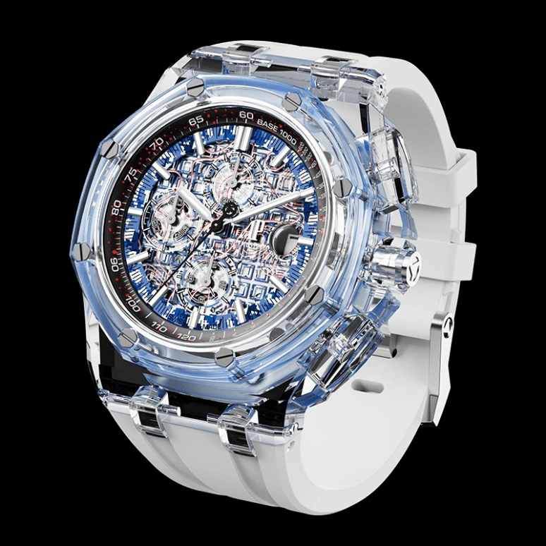 Aet Remould,Other 44mm,44mm,Sapphire,Sky Blue,Automatic,Chronograph,Day,AZURE BLUE