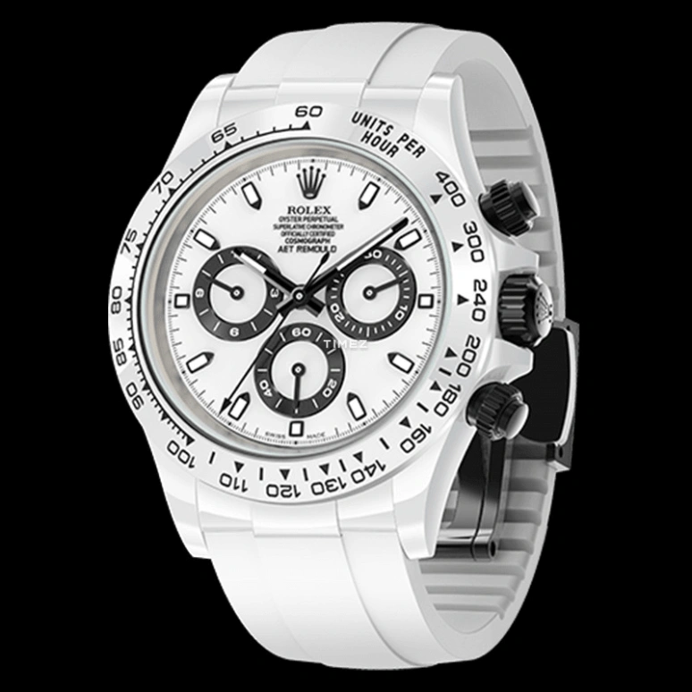 Aet Remould,Other 40x47.50mm,40x47.50mm,Ceramic,White,Automatic,Chronograph,Round,WHITE CLASSIC RUBBER STRAP