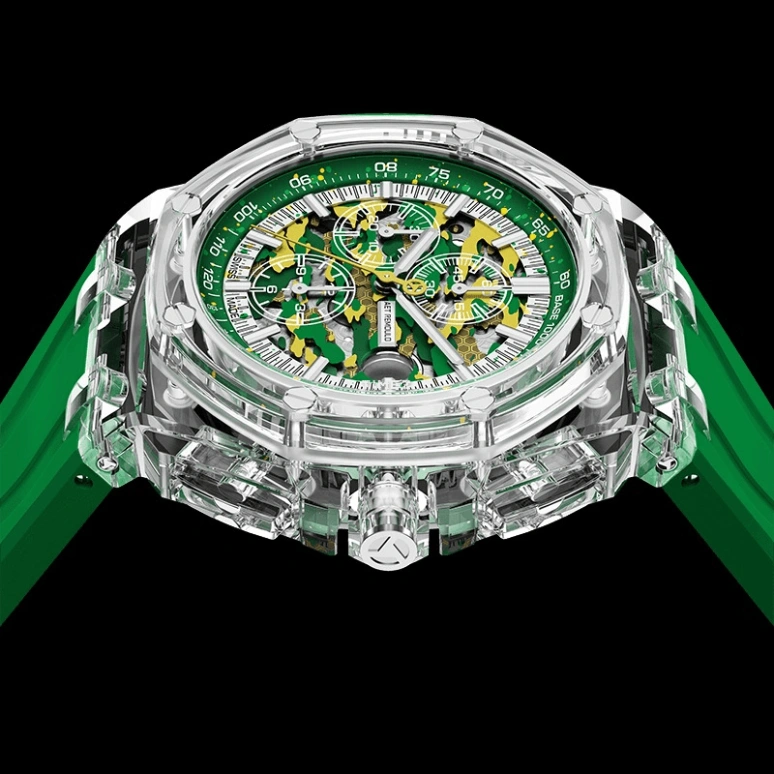 Aet Remould,Other 44mm,44mm,Sapphire,Yellow,Green,Automatic,Chronograph,Day,CHAMELEON