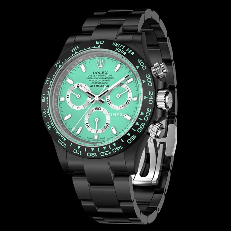 Aet Remould,Other 40x47.50mm,40x47.50mm,Ceramic,Green,Automatic,Chronograph,Tonneau,BISCAY GREEN BLACK CERAMIC