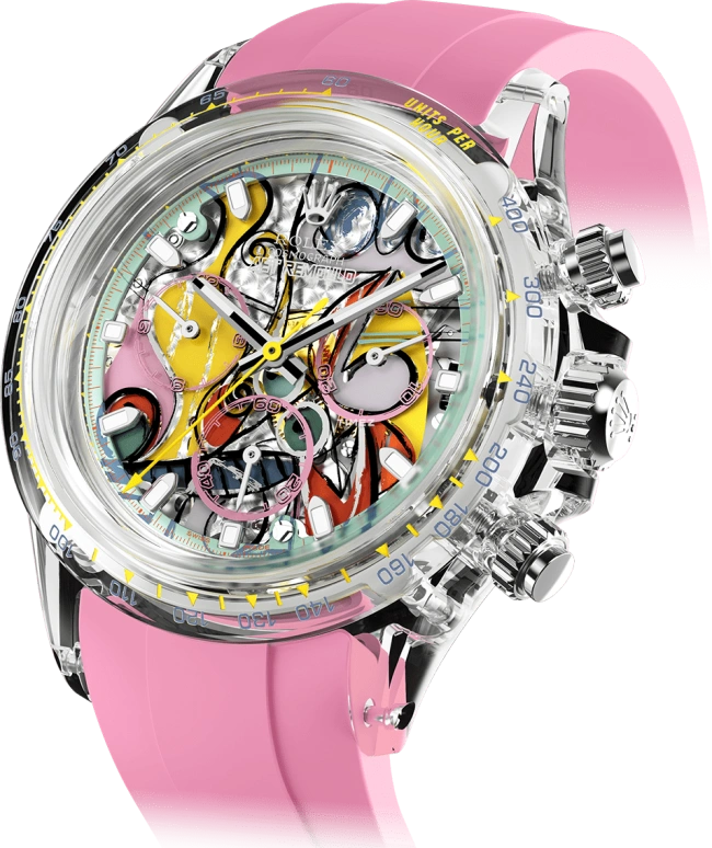 Aet Remould,Other 40x47.50mm,40x47.50mm,Sapphire,Multi-Color,Automatic,Chronograph,Sapphire,Crystal Glass,GREAT STILL LIFE ON PEDESTAL PINK