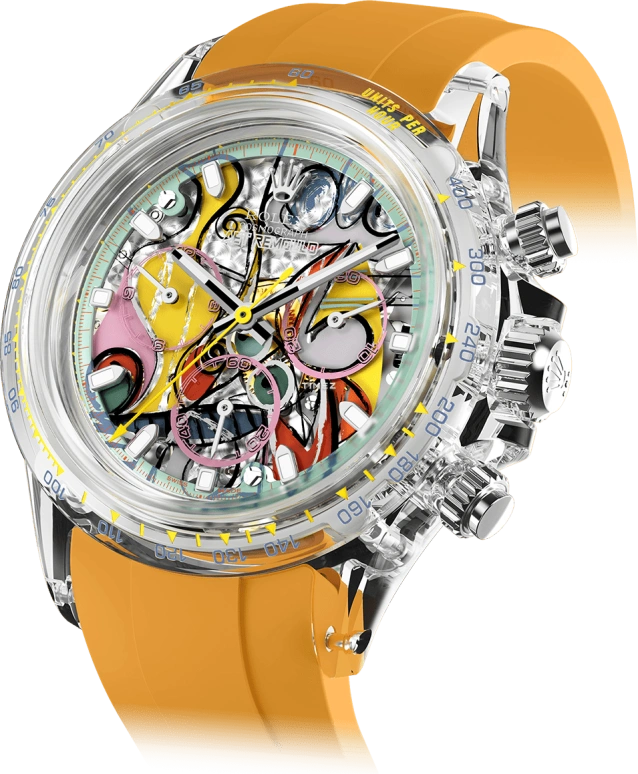 Aet Remould,Other 40x47.50mm,40x47.50mm,Sapphire,Multi-Color,Automatic,Chronograph,Sapphire,Crystal Glass,GREAT STILL LIFE ON PEDESTAL ORANGE