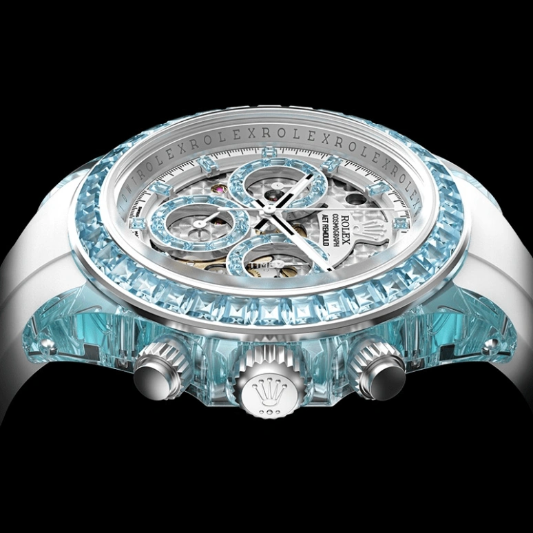 Aet Remould,Other 40mm,40mm,Sapphire,White,Automatic,Round,Silver,AZURE ELEGANCE