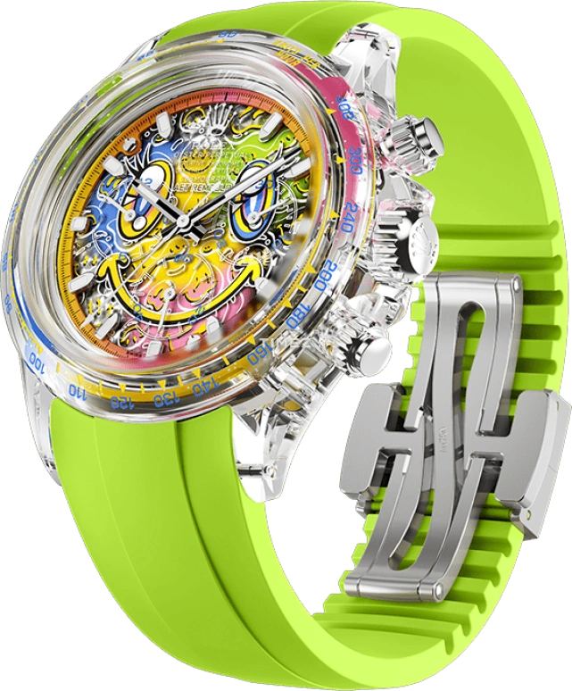 Aet Remould,Other 40x47.50mm,40x47.50mm,Sapphire,Skeleton,Multi-Color,Automatic,Chronograph,72hours,SMILE GREEN