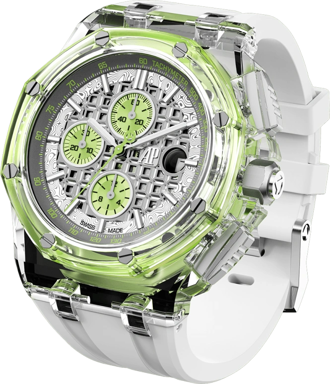 Aet Remould,Other 44mm,44mm,Sapphire,Titanium,Green,Silver,Automatic,Chronograph,Day,SOGNEFJORD WHITE