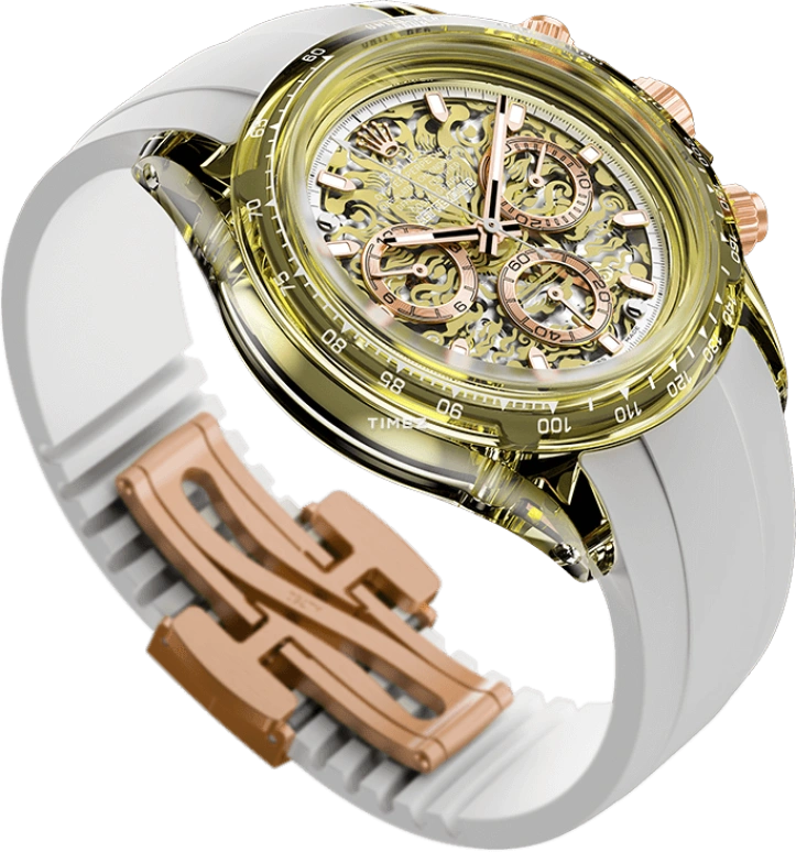 Aet Remould,Other 40x47.50mm,40x47.50mm,Sapphire,Skeleton,Yellow,Automatic,Chronograph,COLOR LOONG 2024 EDITION OLIVE YELLOW