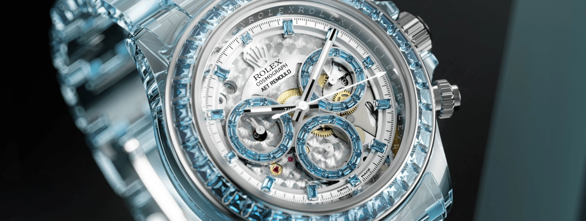 Aet Remould,Other 40mm,40mm,Sapphire,White,Automatic,Round,Silver,AZURE ELEGANCE