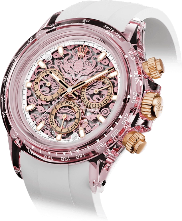 Aet Remould,Other 40x47.50mm,40x47.50mm,Sapphire,Skeleton,Pink,Automatic,Chronograph,Round,COLOR LOONG 2024 EDITION PALE PINK