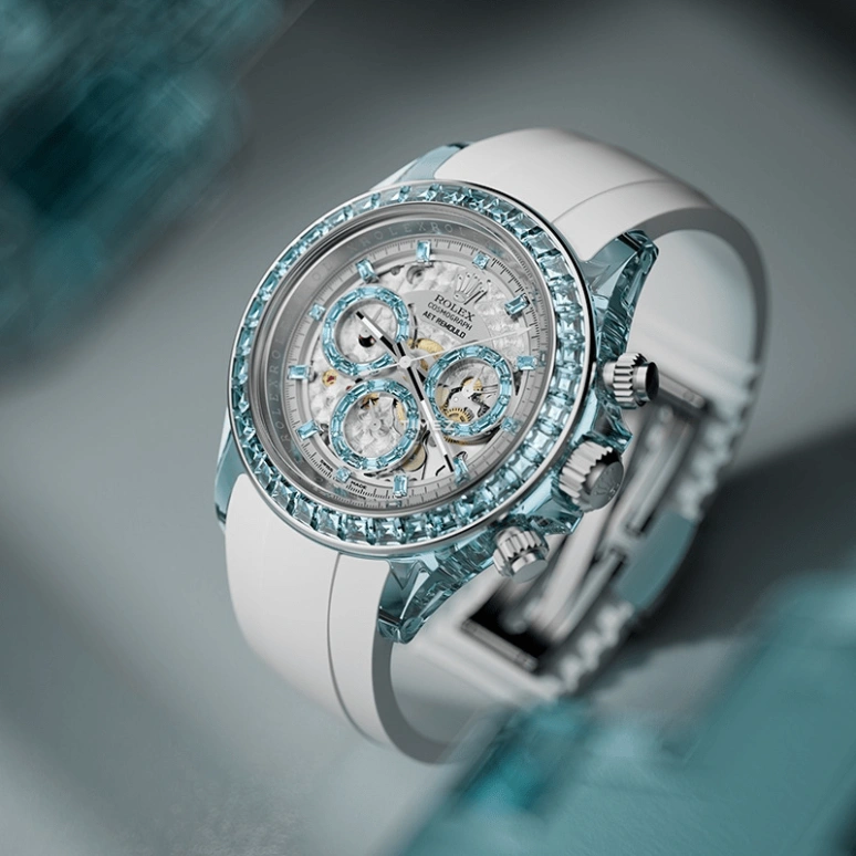 Aet Remould,Other 40mm,40mm,Sapphire,White,Automatic,Round,Silver,AZURE ELEGANCE