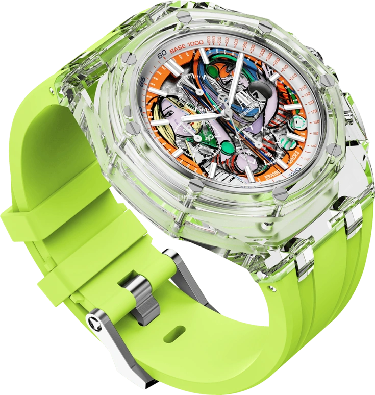 Aet Remould,Other 44mm,44mm,Sapphire,Skeleton,Multi-Color,Automatic,Chronograph,Day,GIRL BEFORE A MIRROR GREEN