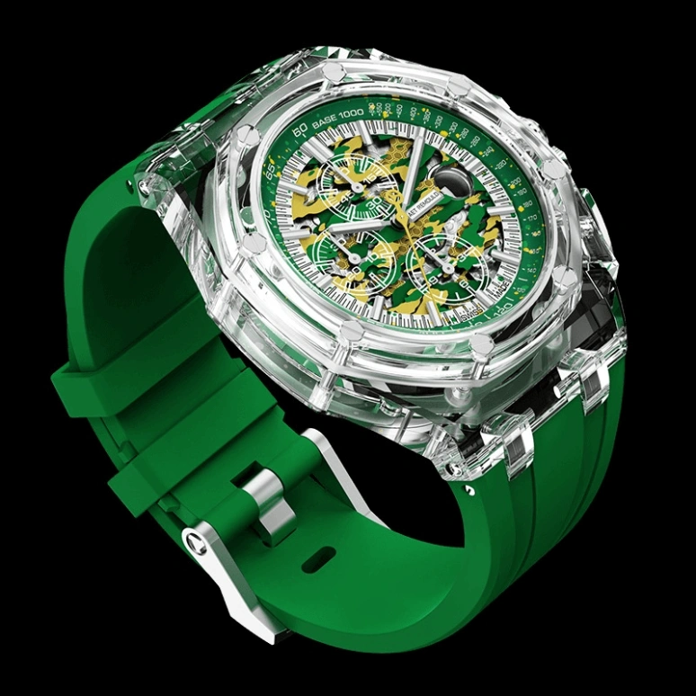 Aet Remould,Other 44mm,44mm,Sapphire,Yellow,Green,Automatic,Chronograph,Day,CHAMELEON