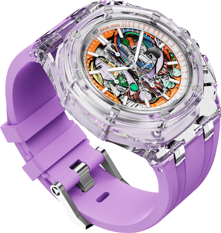 Aet Remould,Other 44mm,44mm,Sapphire,Skeleton,Multi-Color,Automatic,Chronograph,Day,GIRL BEFORE A MIRROR PURPLE